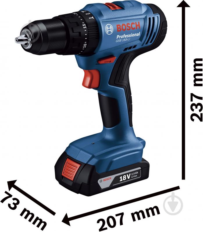 Шуруповерт ударний акумуляторний Bosch Professional GSB 183-LI 06019K9100 - фото 2