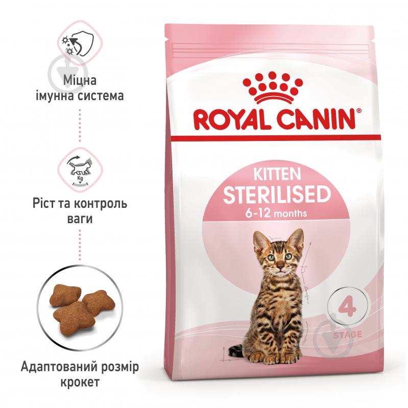 Корм сухой для стерилизованных котят в возрасте от 6 до 12 месяцев Royal Canin Kitten Sterilised мясо птицы 3,5 кг - фото 2