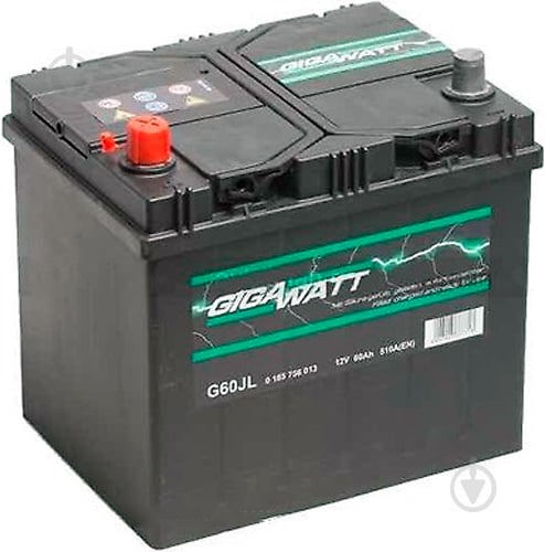 Аккумулятор автомобильный GIGAWATT EFB 60Ah 510A 12V «+» слева (0185756013) - фото 1