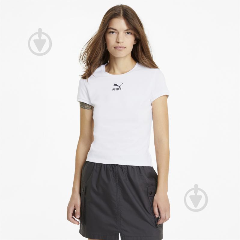 Футболка Puma Classics Fitted Tee 59957702 р.M белый - фото 1