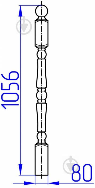 Стовп ССЦ-10 сосновий точений 80x80x1055 мм ґатунок 1 - фото 2