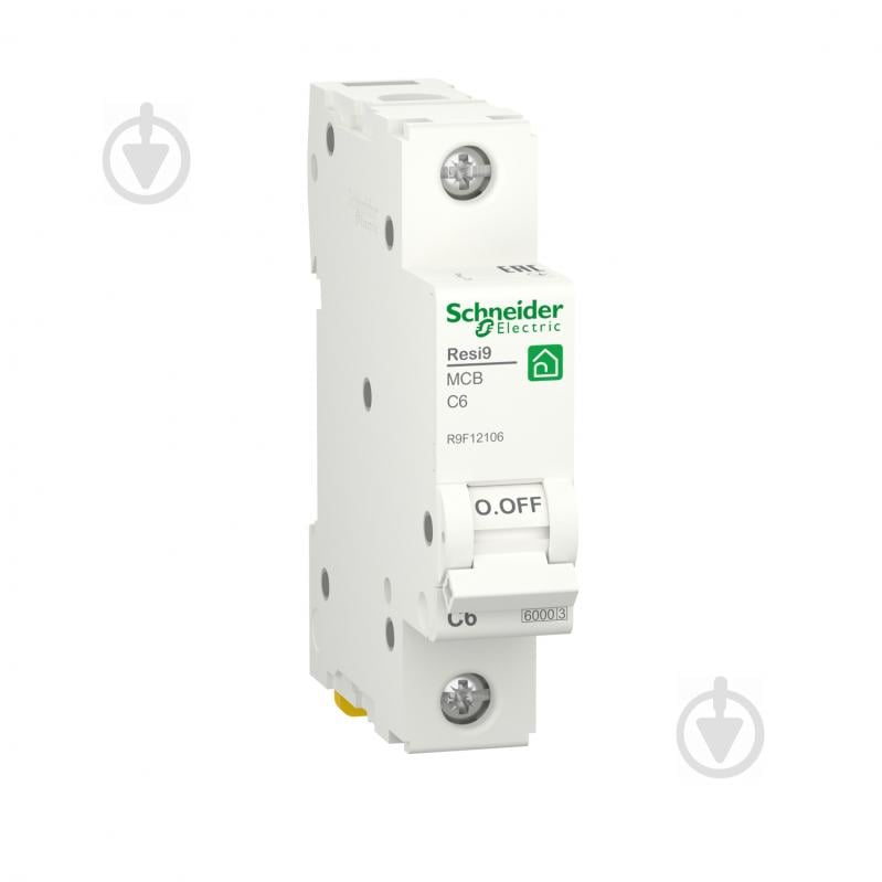 Автоматичний вимикач Schneider Electric 6 A 1P крива С 6кА Resi9 R9F12106 - фото 1