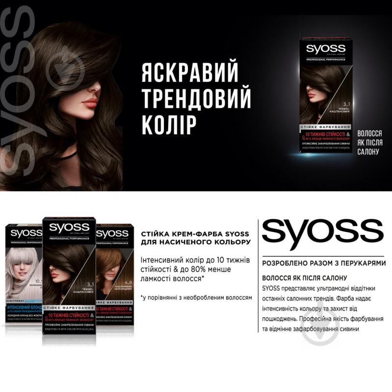 Краска для волос SYOSS Permanent Coloration 3-3 Темно-фиолетовый 115 мл - фото 3