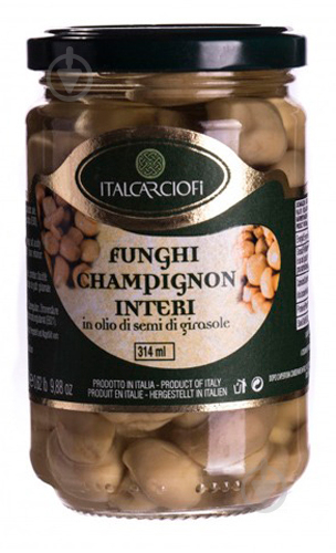 Гриби консервовані ITALCARCIOFI Шампіньйони цілі олії 314 мл - фото 1