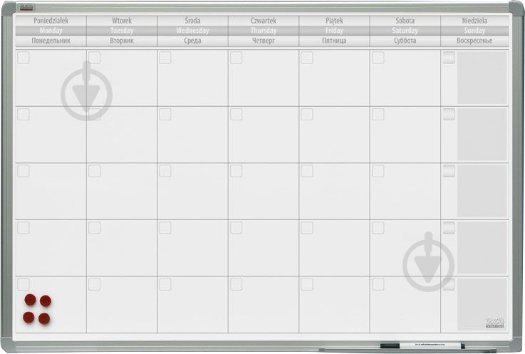 Доска-планер 2х3 на месяц с рамкой ALU23 60х90 см TP004 - фото 1