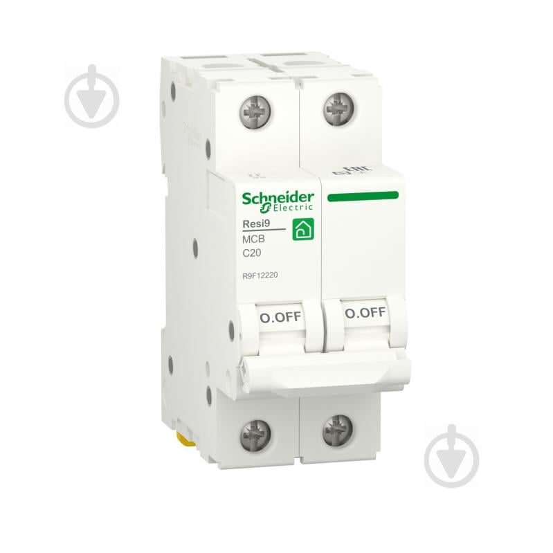 Автоматичний вимикач Schneider Electric 20 A 2P крива С 6кА Resi9 R9F12220 - фото 1