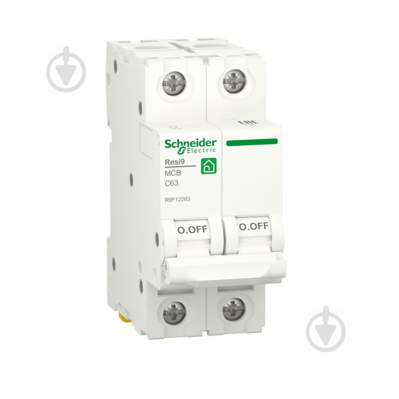 Автоматичний вимикач Schneider Electric 63 A 2P крива С 6кА Resi9 R9F12263 - фото 1