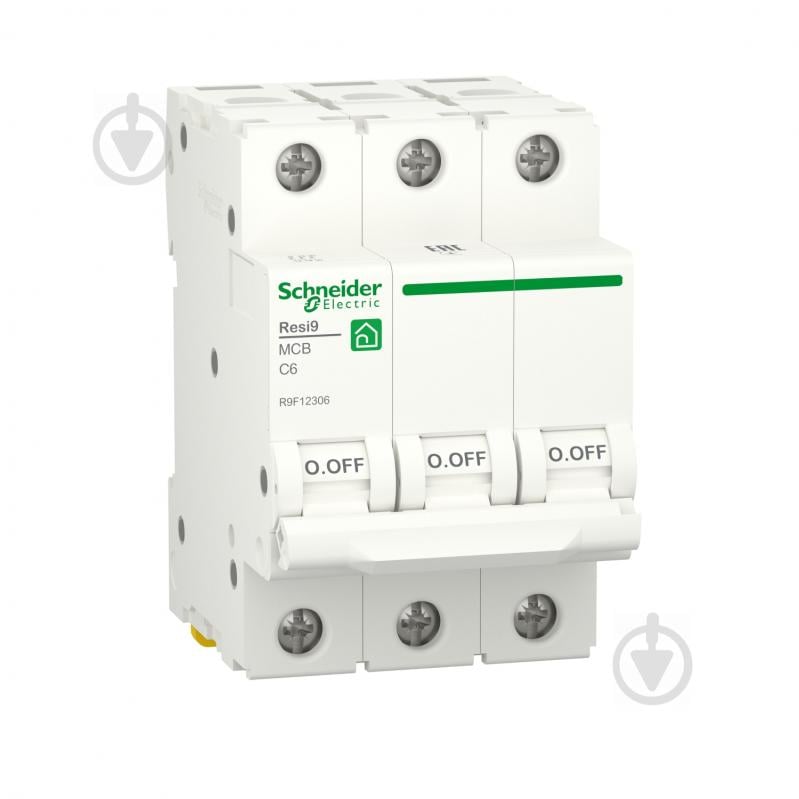 Автоматичний вимикач Schneider Electric 6 A 3P крива С 6кА Resi9 R9F12306 - фото 1