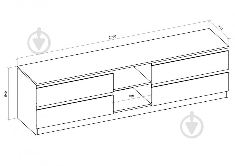 Тумба под ТВ Грейд Эстер 4ш 2000х540х442 мм белый / дуб сонома - фото 4