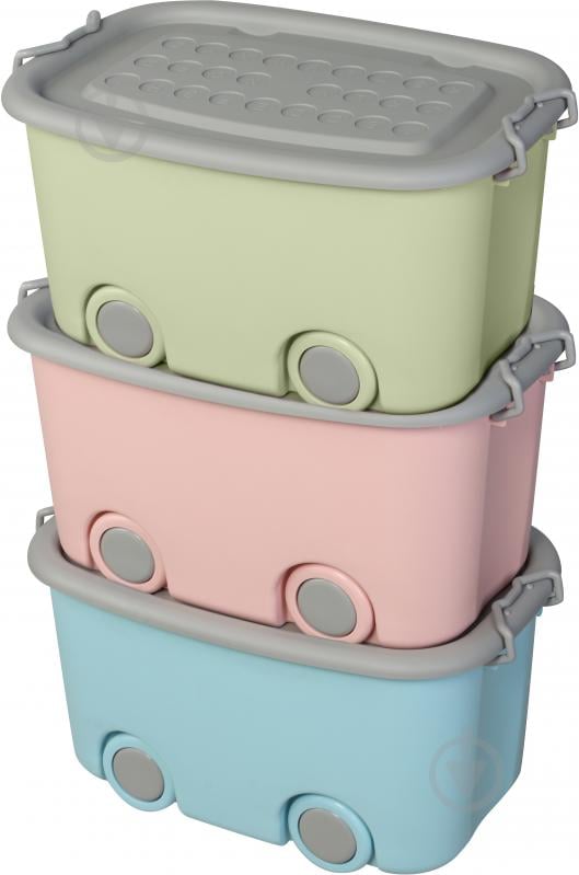УЦЕНКА! Ящик для игрушек LUNA HOME зеленый на колесах Kids L 390x310x580 мм (УЦ №2870) - фото 1