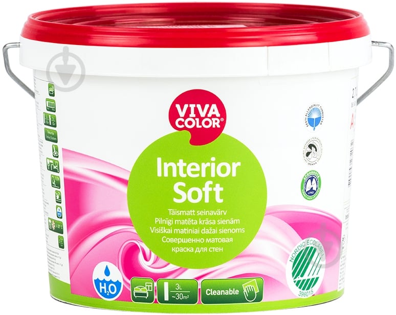 Краска латексная водоэмульсионная Vivacolor Interior Soft, база А глубокий мат белый 2,7 л 3,8 кг - фото 1