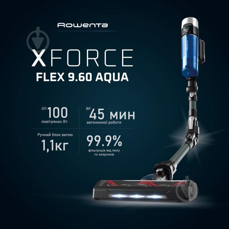 Пилосос акумуляторний Rowenta X-Force 9.60 Aqua Allergy RH20C0WO blue - фото 2