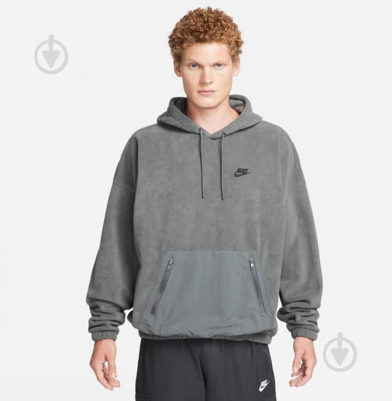 Джемпер Nike M NK CLUB+ POLAR FLC PO HOODIE FB8388-068 р.2XL серый - фото 2