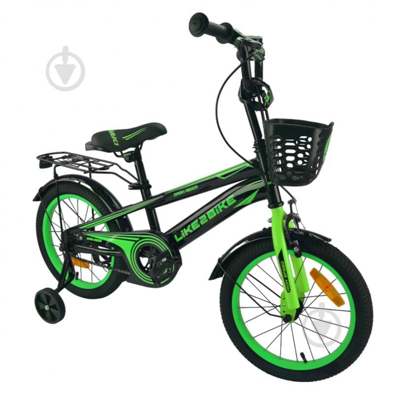 Велосипед дитячий Like2bike Dark Rider 16'' чорно-зелений 241605 - фото 3