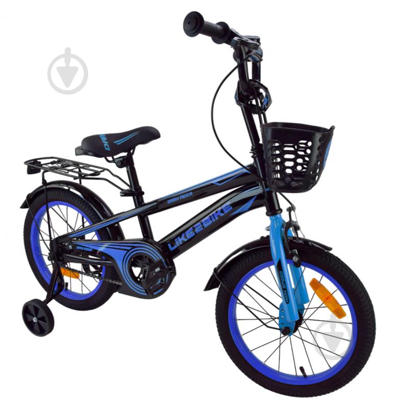 Велосипед детский Like2bike Dark Rider 16'' черный с синим 241608 - фото 3