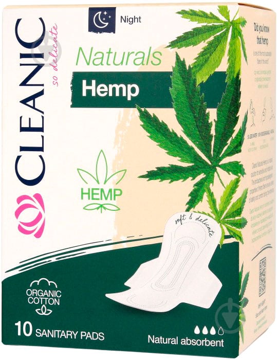 Прокладки гігієнічні Cleanic Naturals Hemp 3 краплі 10 шт. - фото 1