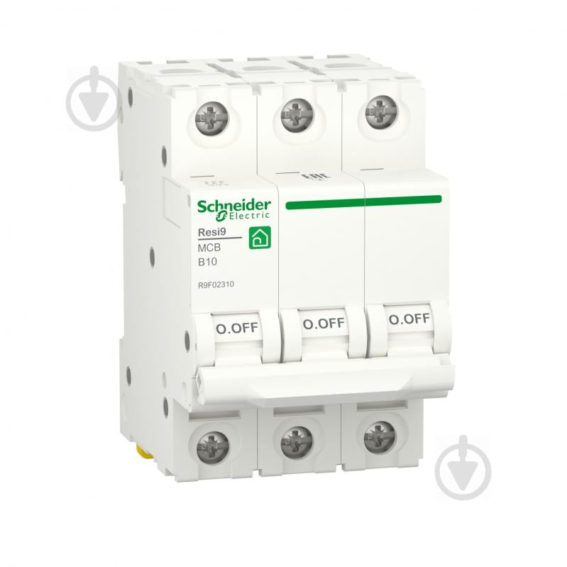 Автоматичний вимикач Schneider Electric 10 3P крива В 6кА Resi9 R9F02310 - фото 1