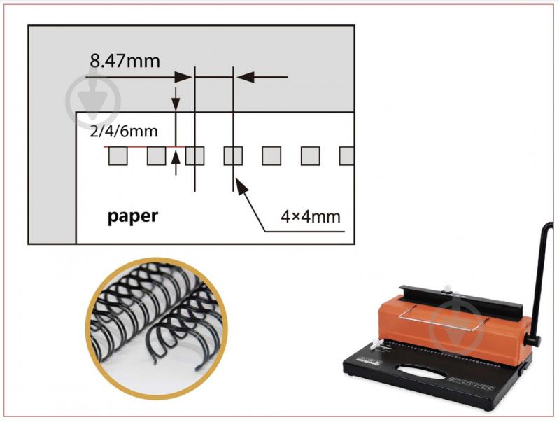 Брошюровщик T118 квадратные отверстия 3:1 YIBO - фото 2