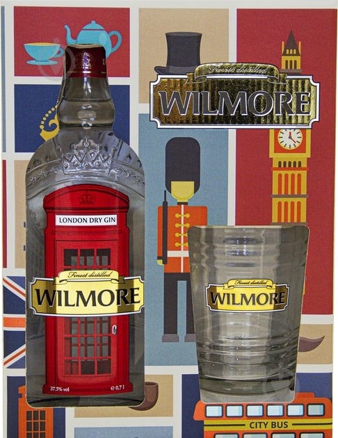 Набір подарунковий Wilmore джин London Dry Gin 37.5% + склянка у коробці 0,7 л - фото 2