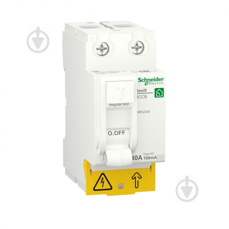 Диференційне реле Schneider Electric Resi9 40 A 100 мА 2P тип АС R9R52240 - фото 1