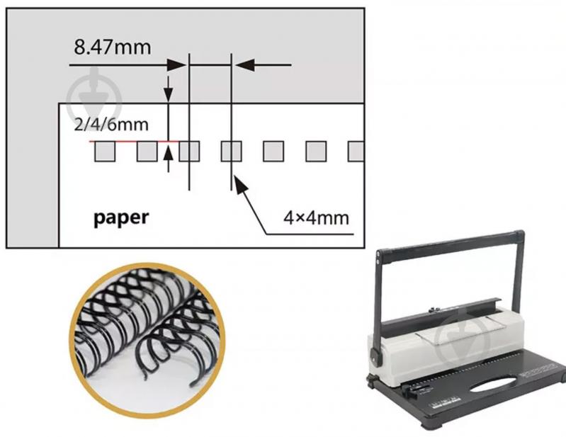 Брошюровщик U516 квадратные отверстия YIBO - фото 2