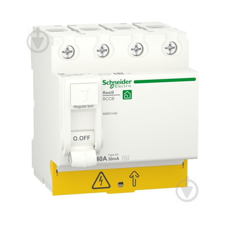 Диференційне реле Schneider Electric Resi9 40 A 30мA 4P тип АС R9R51440 - фото 1