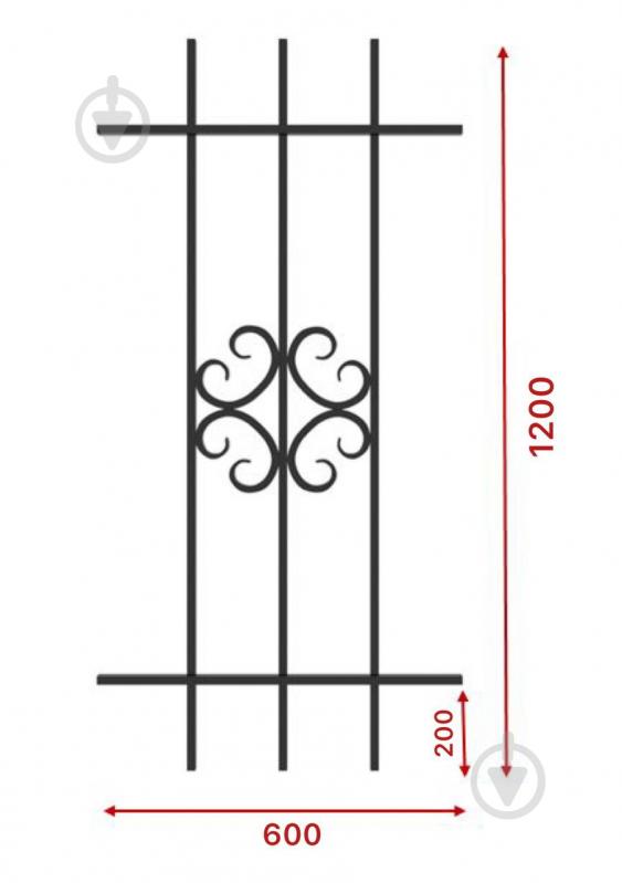 Решітка на вікно Укрітарм 600х1200 мм (303/1) - фото 2