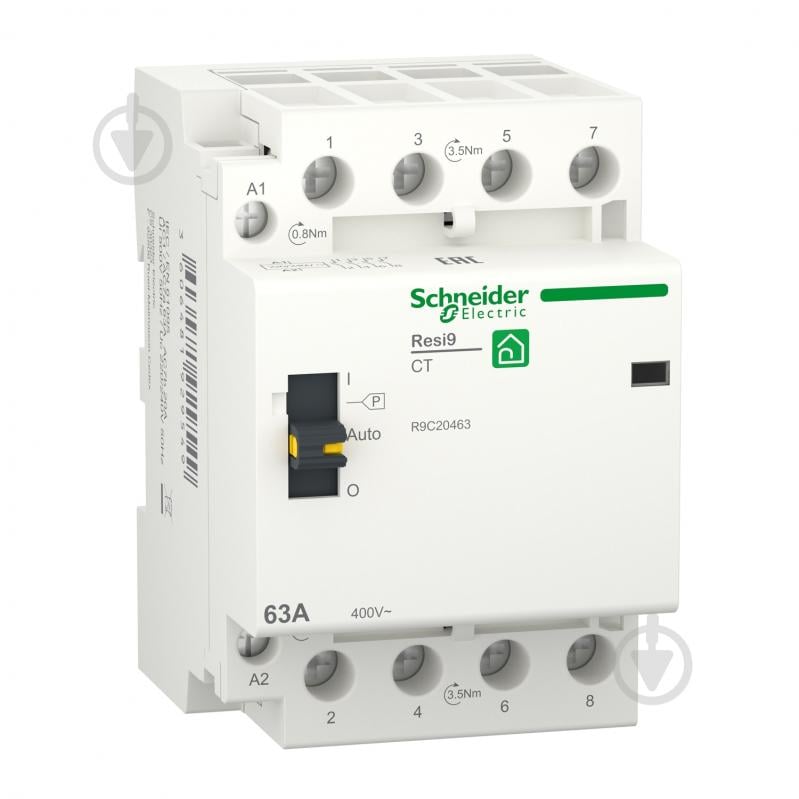 Контактор Schneider Electric Resi9 63 A 3P + N 4NO ~ 230В / 50Гц R9C20463 - фото 1