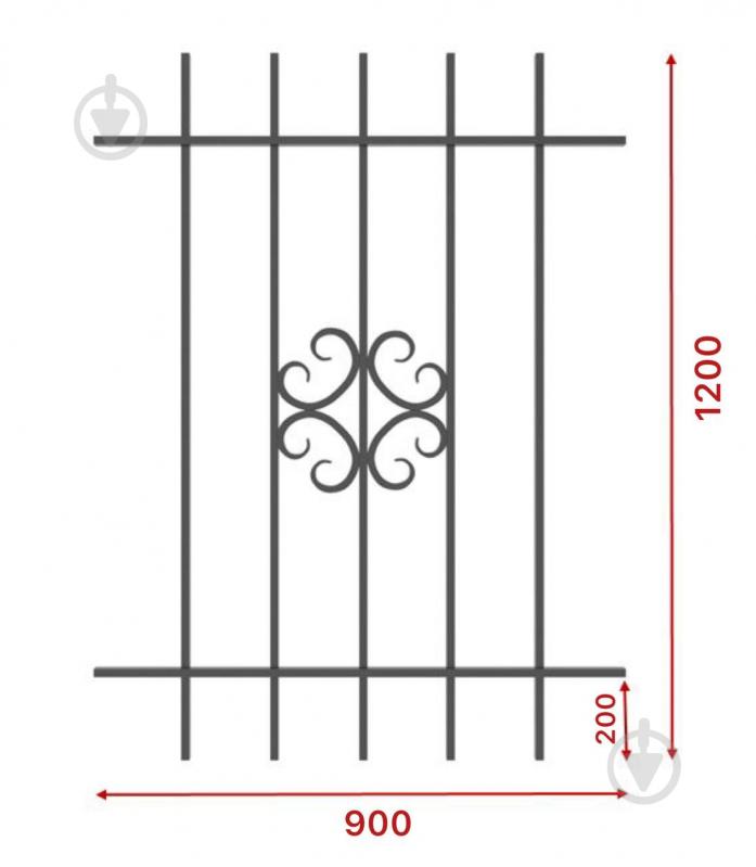 Решітка на вікно Укрітарм 900х1200 мм (303/2) - фото 3