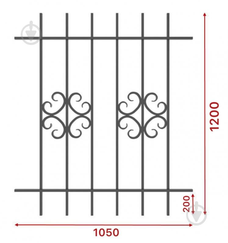 Решітка на вікно Укрітарм 1050х1200 мм (303/3) - фото 3