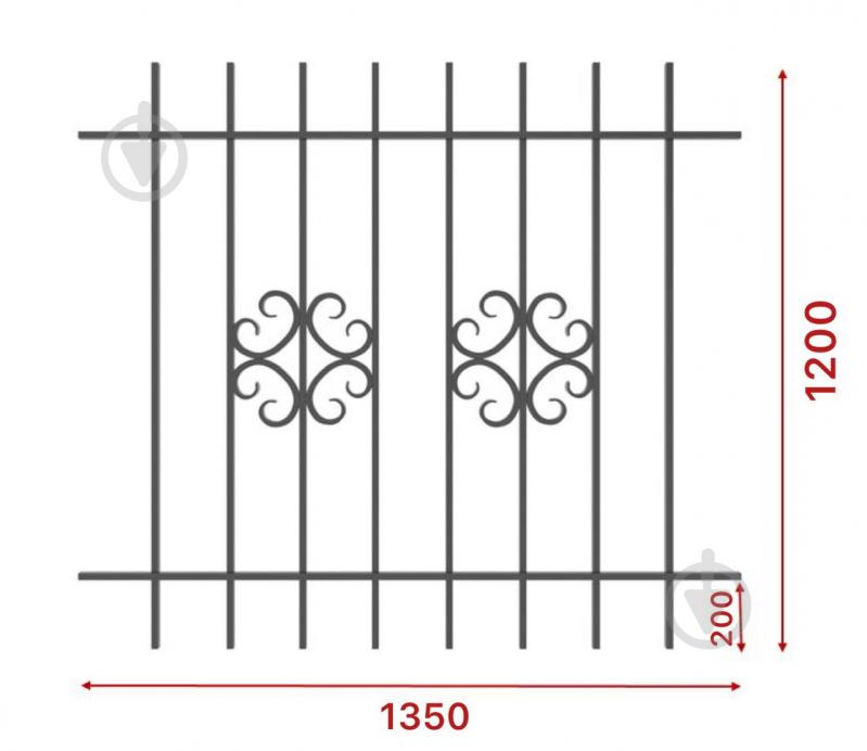 Решітка на вікно Укрітарм 1350х1200 мм (303/5) - фото 3
