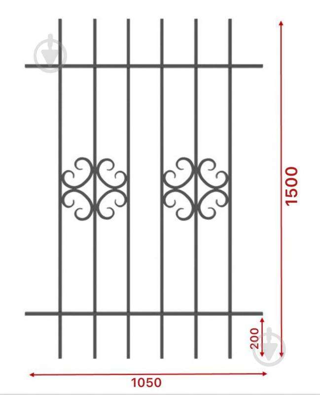 Решітка на вікно Укрітарм 1050х1500 мм (304/3) - фото 3