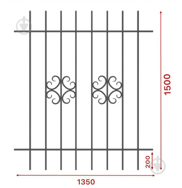 Решітка на вікно Укрітарм 1350х1500 мм (304/5) - фото 3