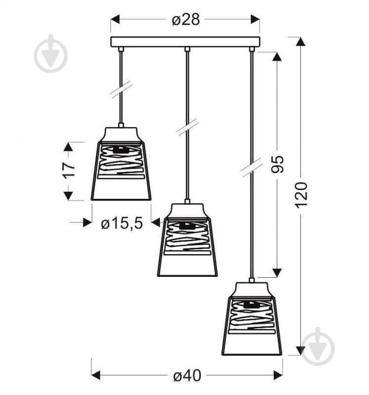 Люстра подвесная Candellux FRESNO 3x60 Вт E27 черный/прозрачный/золото 33-78988 - фото 2