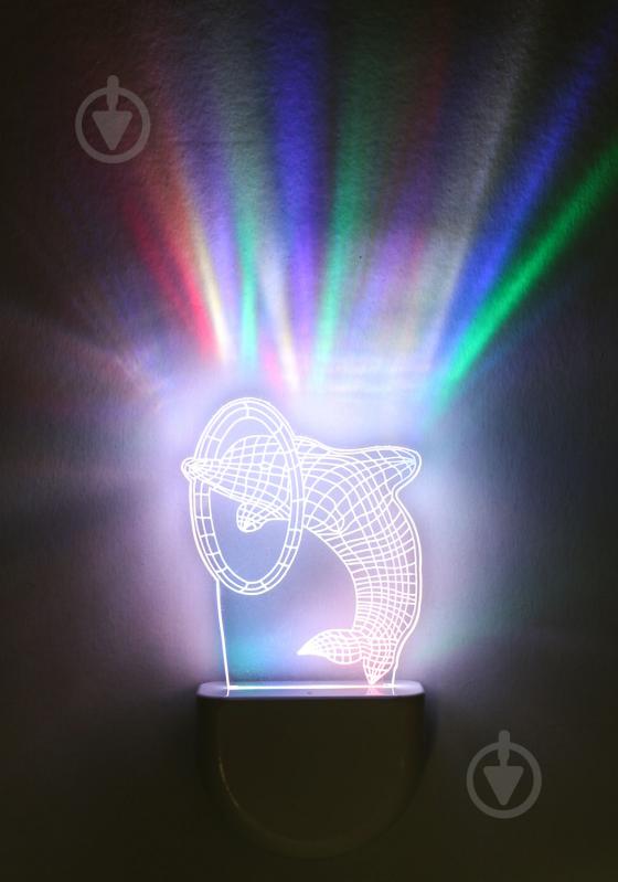 Ночник 3D Led Aukes Дельфин 3D LED RGB 0,5 Вт белый - фото 1