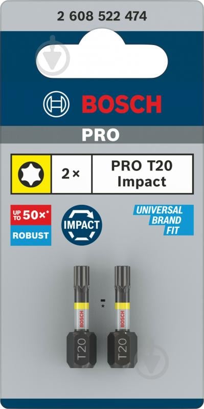 Бита Bosch PRO Impact T20 25 мм 2 шт. 2608522474 - фото 3