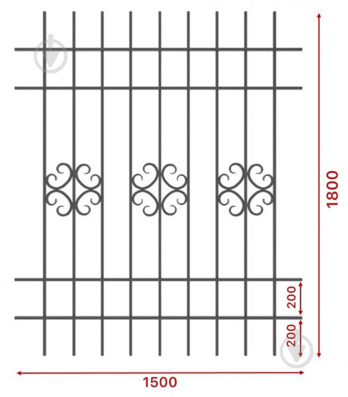 Решітка на вікно Укрітарм 1500х1800 мм (305/6) - фото 3