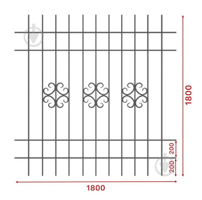 Решітка на вікно Укрітарм 1800х1800 мм (305/7) - фото 3