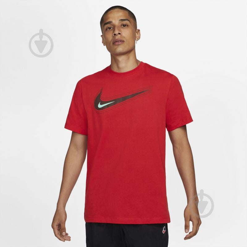 Футболка Nike M NSW TEE SWOOSH 12 MONTH DB6470-657 р.XL красный - фото 1