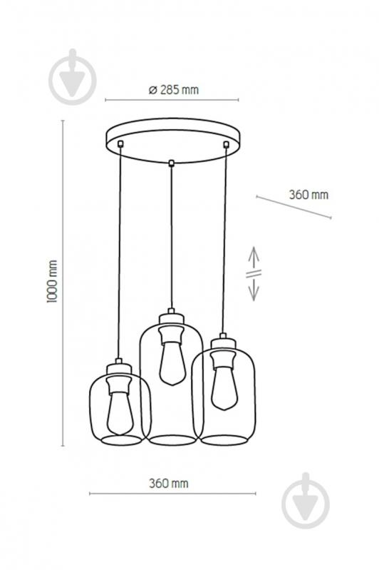 Подвес TK Lighting Marco 3x60 Вт E27 графит 3185 - фото 3