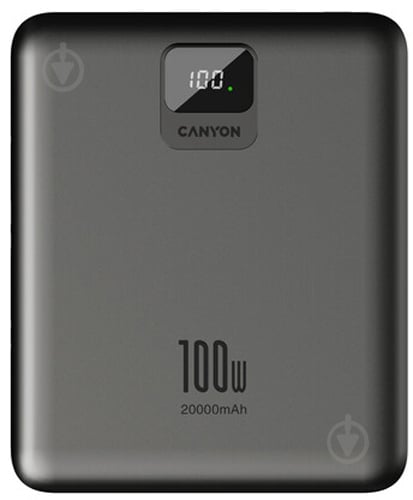 Повербанк Canyon PB-2008 100W 20000 mAh dark grey (CNE-CPB2008DG) - фото 1