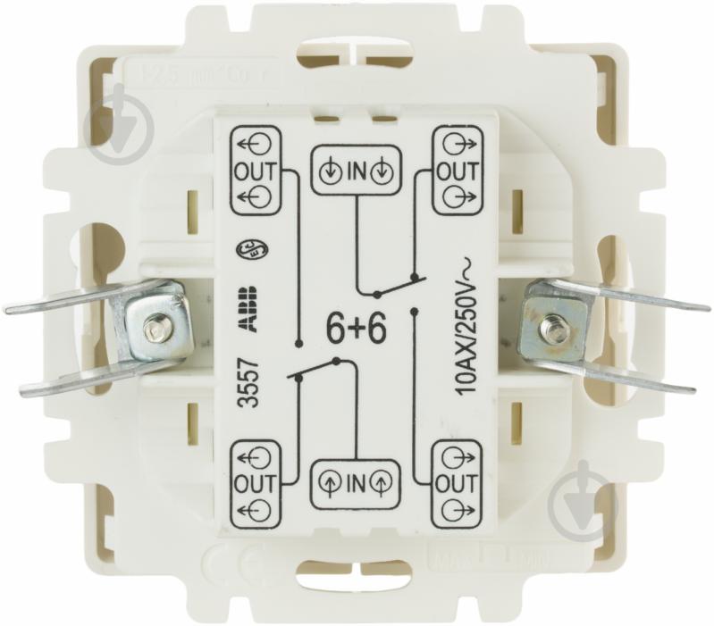 Выключатель проходной двухклавишный ABB Swing без подсветки кремовый 3557G-A00652 C2 22 - фото 3