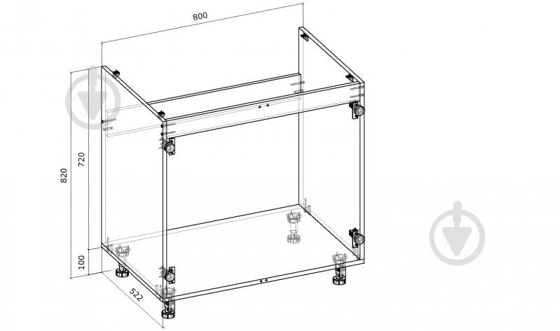 Тумба нижняя Грейд под мойку (стандарт) 800x820x522 мм дуб сонома - фото 2