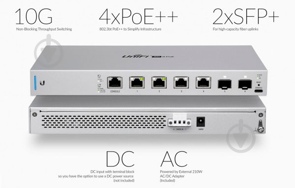 Комутатор Ubiquiti US-XG-6POE 6PORT 1000M UNIFI UBIQUITI - фото 3