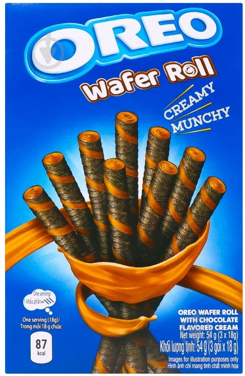 Трубочки OREO Wafer Roll Chocolate вафельні з ванільним кремом 54 г - фото 1