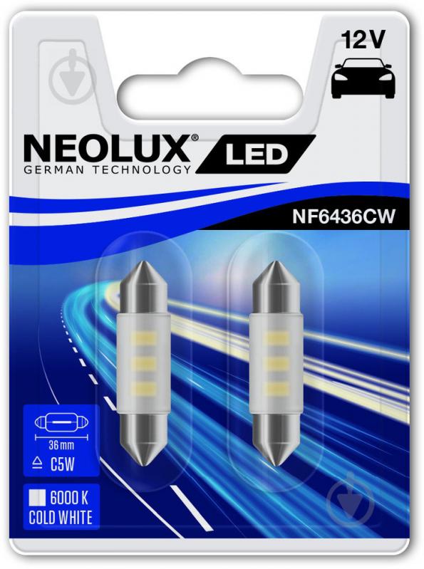 Автолампа светодиодная Neolux LED C5W 36mm 0,5 Вт 2 шт.(NF6436CW-02B) - фото 2