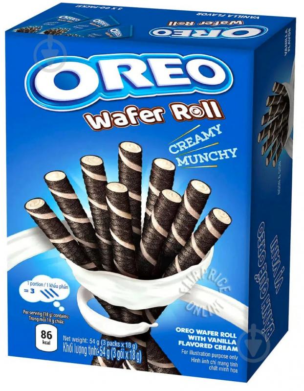 Трубочки OREO Wafer Roll Vanilla вафельні з ванільним кремом 54 г - фото 1