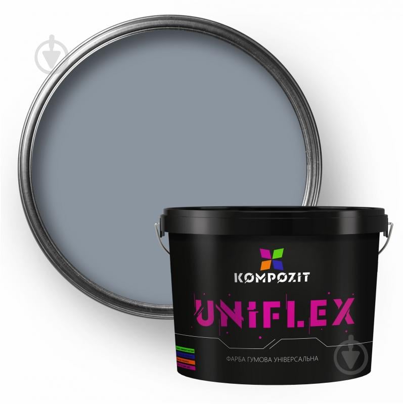 Краска универсальная резиновая Kompozit UNIFLEX мат RAL 7011 3,5 кг - фото 1 Краска универсальная резиновая Kompozit UNIFLEX мат RAL 7011 3,5 кг - фото 1
