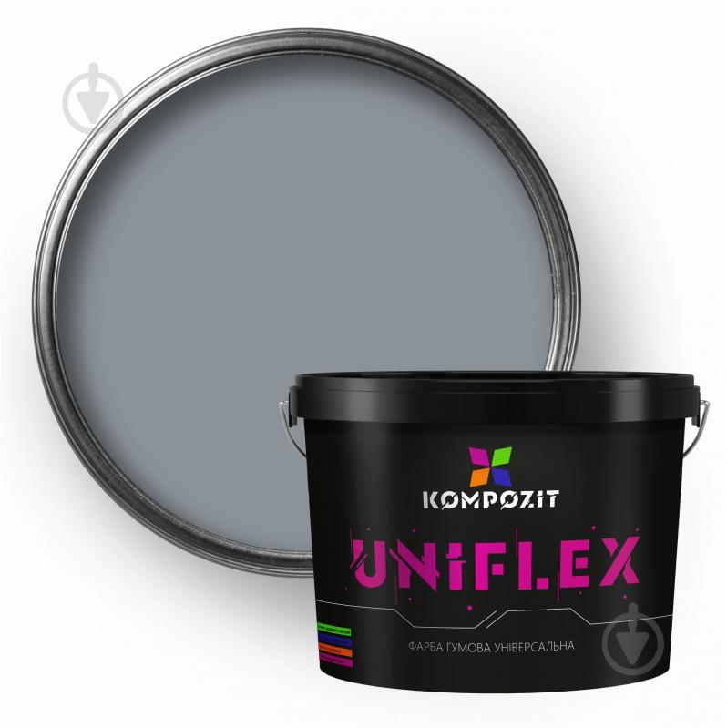 Краска универсальная резиновая Kompozit UNIFLEX мат RAL 7001 3,5 кг - фото 1 Краска универсальная резиновая Kompozit UNIFLEX мат RAL 7001 3,5 кг - фото 1
