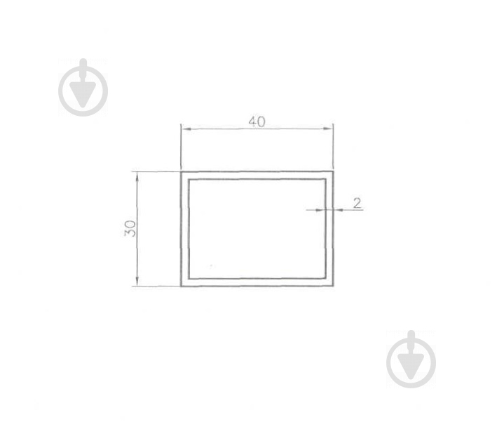 Труба прямокутна алюмінієва Braz Line гладкий 30x40x2 мм анодована - фото 2